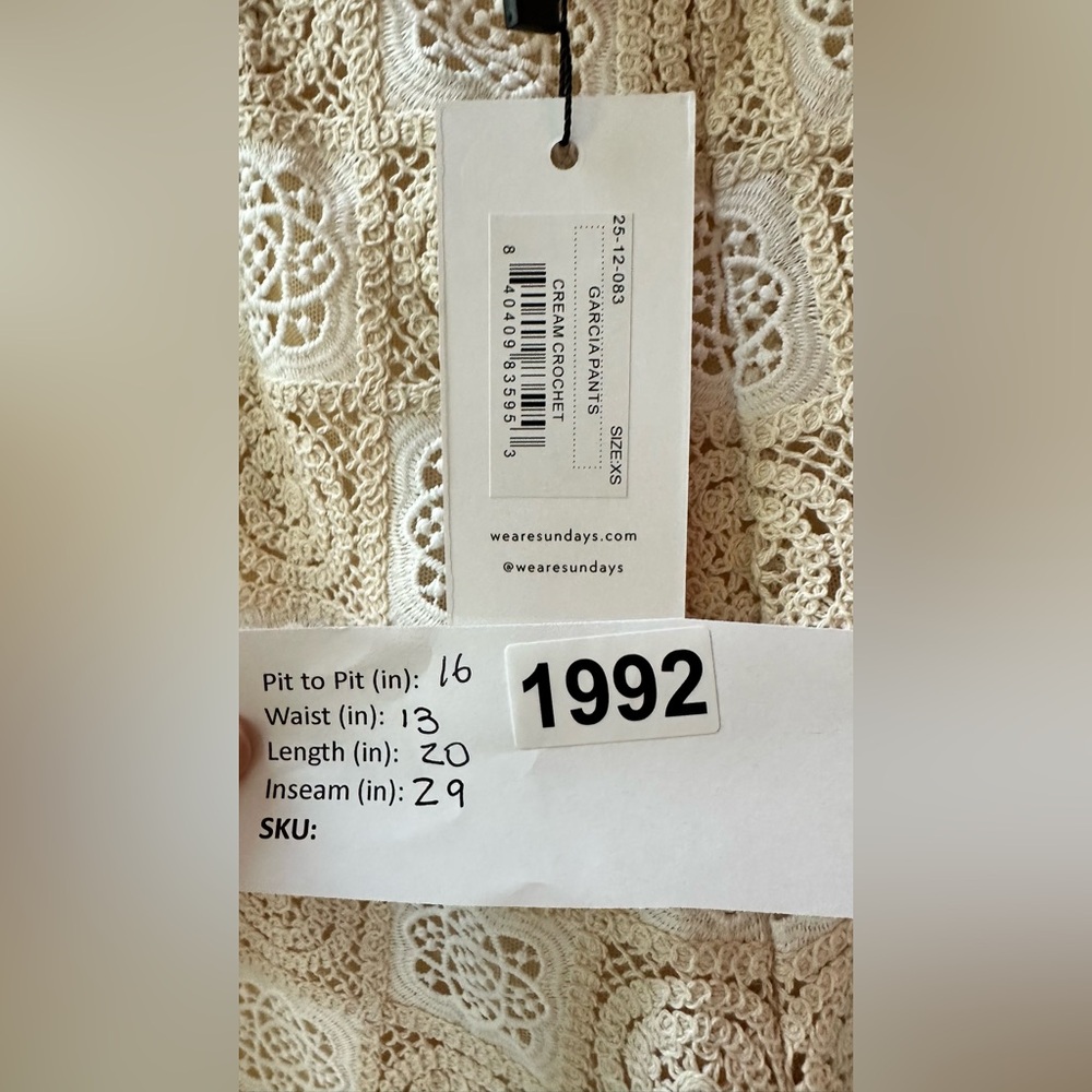 Sundays, Garcia , nwt, Cream Crochet Matching Set, Size XS | 1992 - Picture 7 of 8